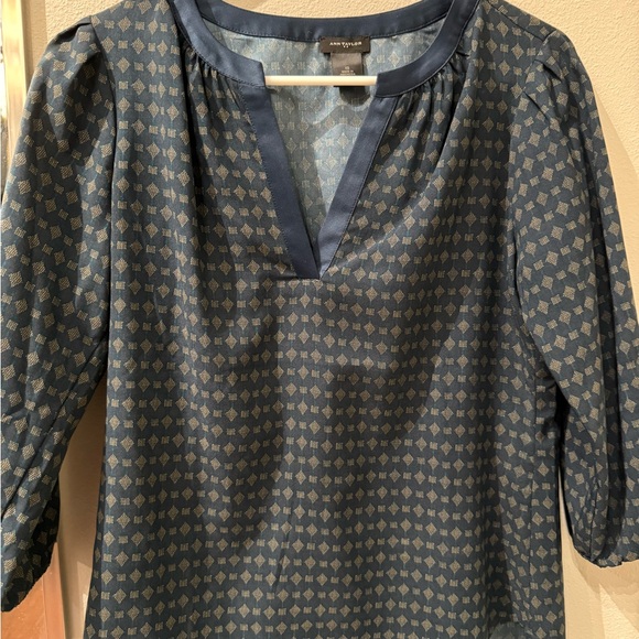 Ann Taylor Tops - Ann Taylor Blue Geometric Blouse